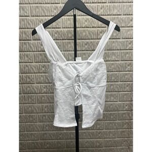 No Boundaries Fly Way Top Vivid White Lace Ribbed Crop Tank XS 0-2 NEW